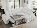 Coltar extensibil dreapta 3 locuri ELTAP, Bronon, 296x200x109 cm, lemn/tesatura boucle, alb