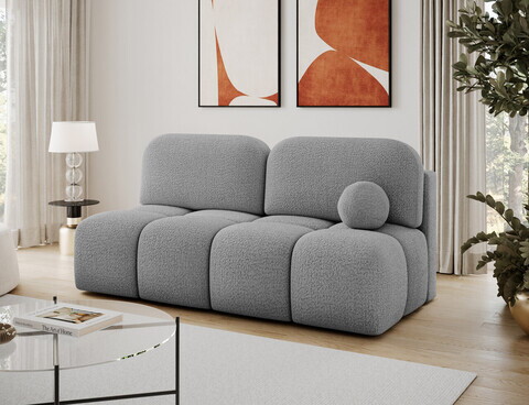 Canapea extensibila 2 locuri ELTAP, Nuwia, 200x102x100 cm, lemn/tesatura boucle, gri