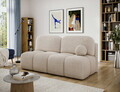 Canapea extensibila 2 locuri ELTAP, Nuwia, 200x102x100 cm, lemn/catifea din poliester, bej deschis