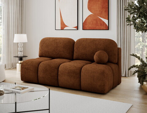 Canapea extensibila 2 locuri ELTAP, Nuwia, 200x102x100 cm, lemn/plush din poliester, caramiziu