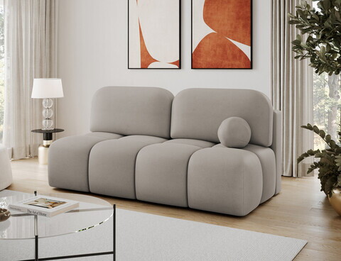 Canapea extensibila 2 locuri ELTAP, Nuwia, 200x102x100 cm, lemn/plush din poliester, bej inchis