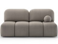 Canapea extensibila 2 locuri ELTAP, Nuwia, 200x102x100 cm, lemn/plush din poliester, bej inchis