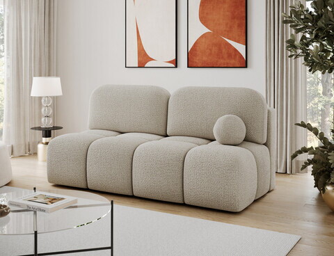 Canapea extensibila 2 locuri ELTAP, Nuwia, 200x102x100 cm, lemn/tesatura boucle, bej