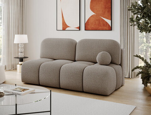 Canapea extensibila 2 locuri ELTAP, Nuwia, 200x102x100 cm, lemn/tesatura boucle, bej inchis
