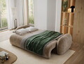 Canapea extensibila 3 locuri ELTAP, Avuela, 250x105x94 cm, lemn/tesatura chenille, maro deschis