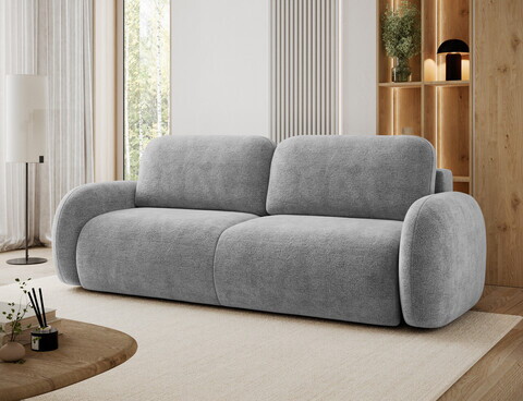 Canapea extensibila 3 locuri ELTAP, Avuela, 250x105x94 cm, lemn/tesatura chenille, gri
