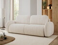 Canapea extensibila 3 locuri ELTAP, Avuela, 250x105x94 cm, lemn/tesatura chenille, alb murdar