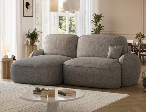 Coltar extensibil stanga 3 locuri ELTAP, Tesalia, 240x150x93 cm, lemn/tesatura boucle, gri