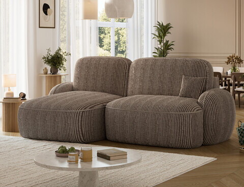 Coltar extensibil stanga 3 locuri ELTAP, Tesalia, 240x150x93 cm, lemn/catifea din poliester, maro deschis