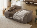 Coltar extensibil stanga 3 locuri ELTAP, Tesalia, 240x150x93 cm, lemn/catifea din poliester, maro deschis