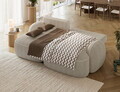 Coltar extensibil stanga 3 locuri ELTAP, Tesalia, 240x150x93 cm, lemn/catifea din poliester, bej deschis