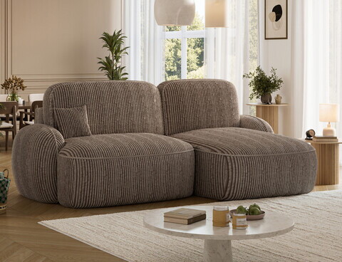 Coltar extensibil dreapta 3 locuri ELTAP, Tesalia, 240x150x93 cm, lemn/catifea din poliester, maro deschis