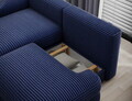 Coltar extensibil stanga 3 locuri ELTAP, Ripeli, 217x175x96 cm, lemn/catifea din poliester, albastru inchis