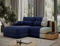 Coltar extensibil stanga 3 locuri ELTAP, Ripeli, 217x175x96 cm, lemn/catifea din poliester, albastru inchis