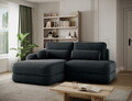 Coltar extensibil stanga 3 locuri ELTAP, Ripeli, 217x175x96 cm, lemn/catifea din poliester, verde inchis
