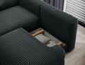Coltar extensibil stanga 3 locuri ELTAP, Ripeli, 217x175x96 cm, lemn/catifea din poliester, verde inchis