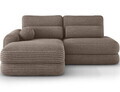 Coltar extensibil stanga 3 locuri ELTAP, Ripeli, 217x175x96 cm, lemn/catifea din poliester, maro deschis