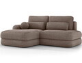 Coltar extensibil stanga 3 locuri ELTAP, Ripeli, 217x175x96 cm, lemn/catifea din poliester, maro deschis