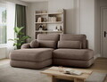 Coltar extensibil stanga 3 locuri ELTAP, Ripeli, 217x175x96 cm, lemn/catifea din poliester, maro deschis
