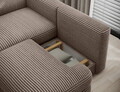 Coltar extensibil stanga 3 locuri ELTAP, Ripeli, 217x175x96 cm, lemn/catifea din poliester, maro deschis