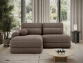 Coltar extensibil stanga 3 locuri ELTAP, Ripeli, 217x175x96 cm, lemn/catifea din poliester, maro deschis