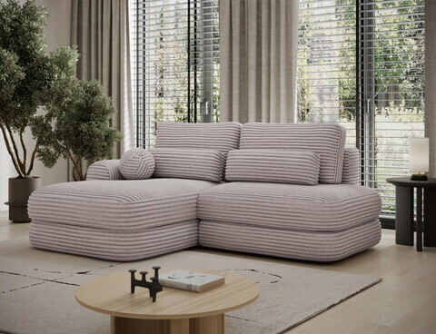 Coltar extensibil stanga 3 locuri ELTAP, Ripeli, 217x175x96 cm, lemn/catifea din poliester, gri