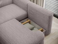Coltar extensibil stanga 3 locuri ELTAP, Ripeli, 217x175x96 cm, lemn/catifea din poliester, gri