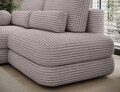 Coltar extensibil stanga 3 locuri ELTAP, Ripeli, 217x175x96 cm, lemn/catifea din poliester, gri