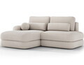 Coltar extensibil stanga 3 locuri ELTAP, Ripeli, 217x175x96 cm, lemn/catifea din poliester, alb