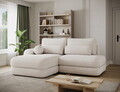 Coltar extensibil stanga 3 locuri ELTAP, Ripeli, 217x175x96 cm, lemn/catifea din poliester, alb