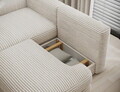 Coltar extensibil stanga 3 locuri ELTAP, Ripeli, 217x175x96 cm, lemn/catifea din poliester, alb