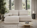 Coltar extensibil stanga 3 locuri ELTAP, Ripeli, 217x175x96 cm, lemn/catifea din poliester, alb
