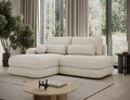 Coltar extensibil stanga 3 locuri ELTAP, Ripeli, 217x175x96 cm, lemn/catifea din poliester, bej deschis