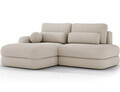 Coltar extensibil stanga 3 locuri ELTAP, Ripeli, 217x175x96 cm, lemn/catifea din poliester, bej deschis