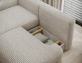 Coltar extensibil stanga 3 locuri ELTAP, Ripeli, 217x175x96 cm, lemn/catifea din poliester, bej deschis