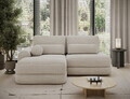 Coltar extensibil stanga 3 locuri ELTAP, Ripeli, 217x175x96 cm, lemn/catifea din poliester, bej deschis