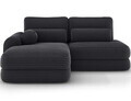 Coltar extensibil stanga 3 locuri ELTAP, Ripeli, 217x175x96 cm, lemn/catifea din poliester, negru