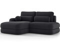 Coltar extensibil stanga 3 locuri ELTAP, Ripeli, 217x175x96 cm, lemn/catifea din poliester, negru