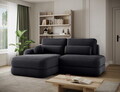 Coltar extensibil stanga 3 locuri ELTAP, Ripeli, 217x175x96 cm, lemn/catifea din poliester, negru