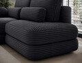 Coltar extensibil stanga 3 locuri ELTAP, Ripeli, 217x175x96 cm, lemn/catifea din poliester, negru
