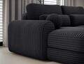 Coltar extensibil stanga 3 locuri ELTAP, Ripeli, 217x175x96 cm, lemn/catifea din poliester, negru