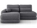 Coltar extensibil stanga 3 locuri ELTAP, Ripeli, 217x175x96 cm, lemn/catifea din poliester, gri inchis