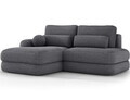 Coltar extensibil stanga 3 locuri ELTAP, Ripeli, 217x175x96 cm, lemn/catifea din poliester, gri inchis