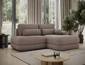 Coltar extensibil dreapta 3 locuri ELTAP, Ripeli, 217x175x96 cm, lemn/catifea din poliester, maro deschis