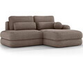 Coltar extensibil dreapta 3 locuri ELTAP, Ripeli, 217x175x96 cm, lemn/catifea din poliester, maro deschis