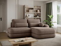 Coltar extensibil dreapta 3 locuri ELTAP, Ripeli, 217x175x96 cm, lemn/catifea din poliester, maro deschis