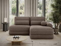 Coltar extensibil dreapta 3 locuri ELTAP, Ripeli, 217x175x96 cm, lemn/catifea din poliester, maro deschis