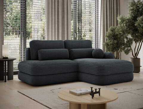 Coltar extensibil dreapta 3 locuri ELTAP, Ripeli, 217x175x96 cm, lemn/catifea din poliester, verde inchis