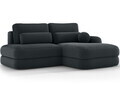 Coltar extensibil dreapta 3 locuri ELTAP, Ripeli, 217x175x96 cm, lemn/catifea din poliester, verde inchis