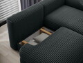 Coltar extensibil dreapta 3 locuri ELTAP, Ripeli, 217x175x96 cm, lemn/catifea din poliester, verde inchis